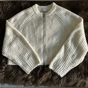 White zip up sweater
